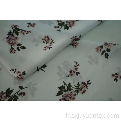 Tissu 100% polyester imprimé de fleurs en satin martelé